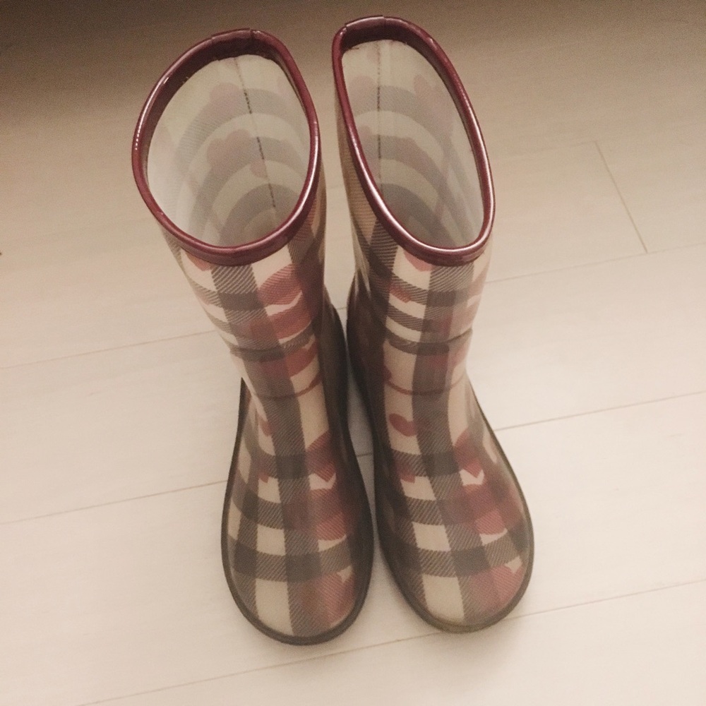Burberry Plaid Winter Rain Boots - Brown and Red